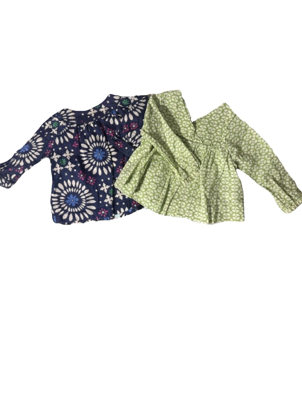 GAP Girls' Navy Floral & Light Green Printed Long-Sleeve Tops